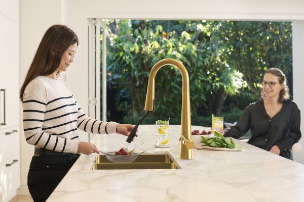 HydroTap Celsius Plus All-in-One with Pull-Down Sprayer in Brushed Gold - Entertaining